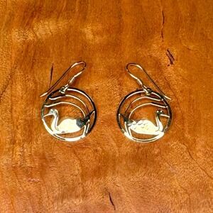 Wild Bryde Swan Circle Gold Tone Dangle Earrings